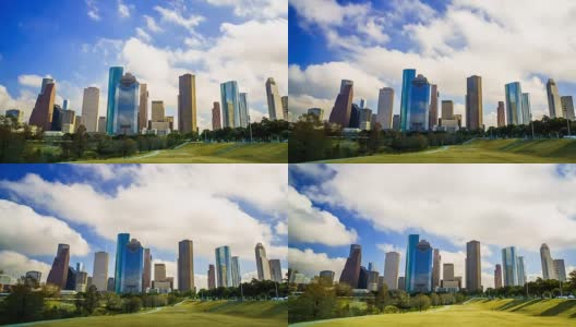 休斯顿德克萨斯云时间流逝城市景观和公园高清在线视频素材下载