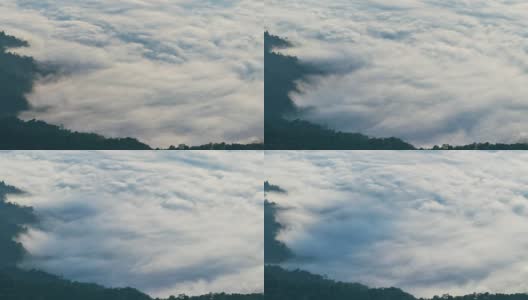 在早晨，雾在山上移动，时间流逝高清在线视频素材下载