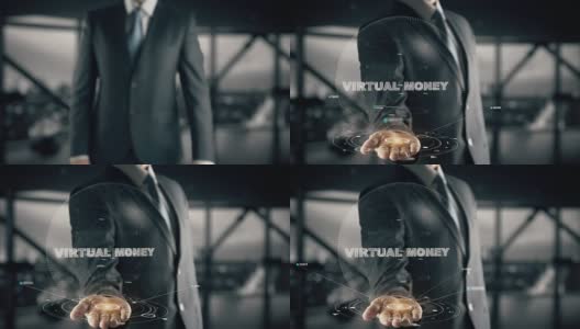 虚拟货币与全息商人的概念高清在线视频素材下载