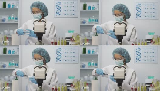 医学科学家在生化研究前清洗量瓶高清在线视频素材下载