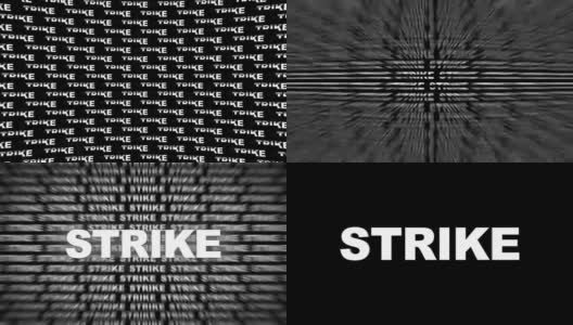 STRIKE Glitch文本动画(3个版本的Alpha通道)，旧游戏机风格，渲染，背景，循环高清在线视频素材下载
