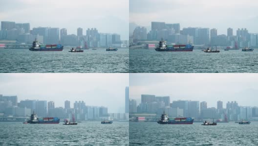香港货柜船的跟踪照片高清在线视频素材下载
