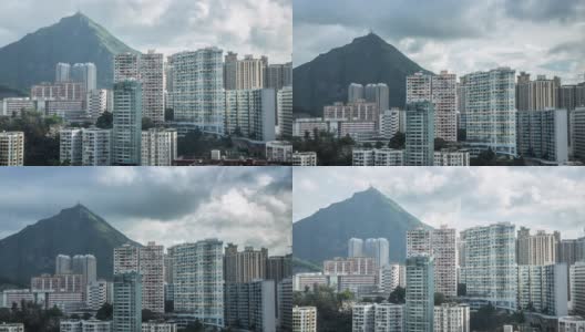 一个二线城市的香港公寓大楼的4k延时俯视图高清在线视频素材下载