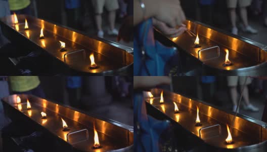 龙山寺烧4K香。人们祈祷并许愿高清在线视频素材下载