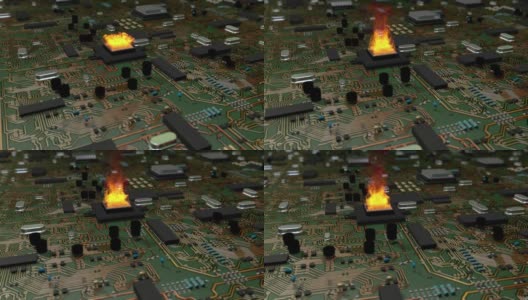 关闭计算机处理器CPU着火超载高清在线视频素材下载