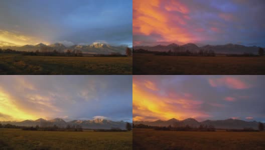在高塔特拉山脉秋天日落时的彩云高清在线视频素材下载