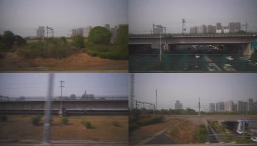 白天时间杭州城区火车公路旅行乘客侧pov全景4k中国高清在线视频素材下载