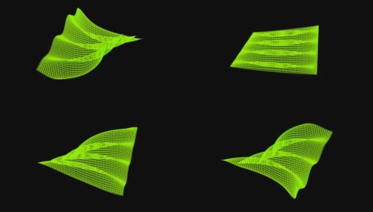 绿色波浪表面上的黑色背景- 3D渲染视频剪辑动画高清在线视频素材下载