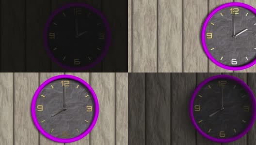 墙上圆形时钟的3d动画。时间概念。昼夜变化。高清在线视频素材下载