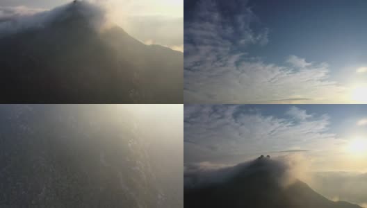 从上面俯瞰中国福建省福州市鼓山日出时的云海高清在线视频素材下载