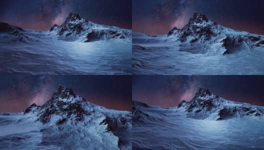 冬季的山峰在夜空的背景上高清在线视频素材下载