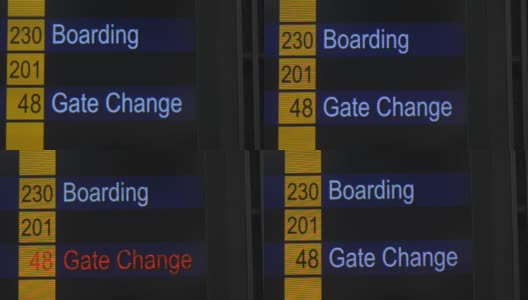 在机场台上更换登机门。国际航班起飞时间高清在线视频素材下载