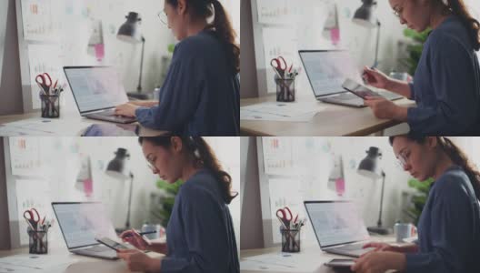 女商人在数字平板电脑上分析商业数据高清在线视频素材下载