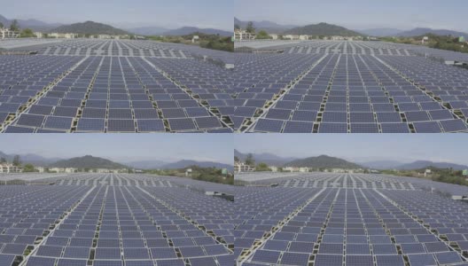 蓝天下的太阳能光伏电站高清在线视频素材下载