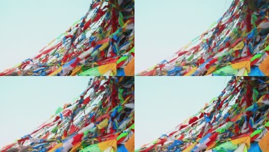 西藏祈祷旗帜高清在线视频素材下载