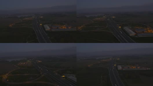 黄昏时分的空中公路交叉口高清在线视频素材下载