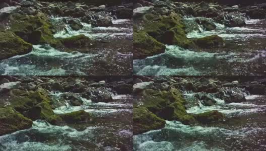 山河流经岩石高清在线视频素材下载