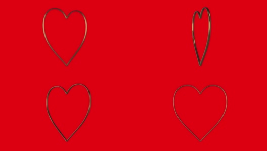 Loop Ready Valentine's Day Gold Heart打开4K分辨率的红色背景高清在线视频素材下载