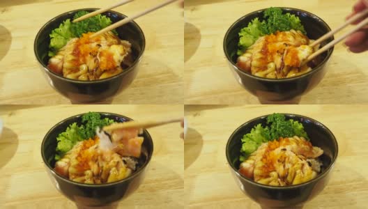 日式三文鱼饭(三文鱼堂)高清在线视频素材下载