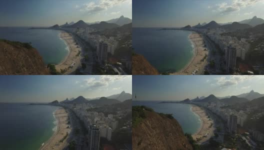 科帕卡巴纳海滩鸟瞰图，巴西里约热内卢高清在线视频素材下载