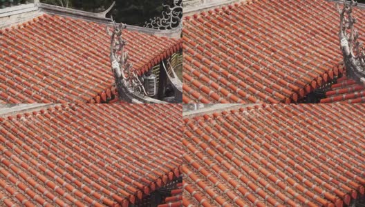 中国橙色琉璃瓦屋顶的建筑俯视图细节高清在线视频素材下载