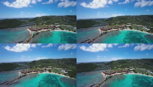 美属维尔京群岛圣托马斯蓝宝石湾的航拍录像高清在线视频素材下载