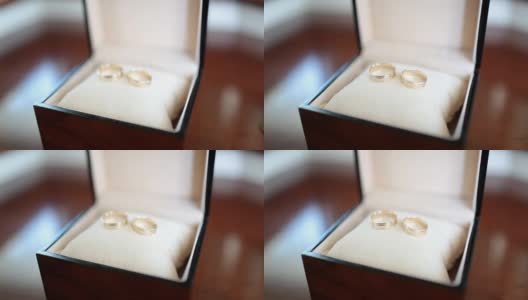 装有结婚金戒指的盒子高清在线视频素材下载