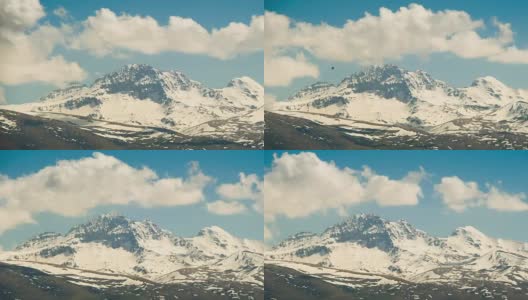 亚美尼亚的风景和山脉。云在亚美尼亚的雪峰上移动。时间流逝高清在线视频素材下载