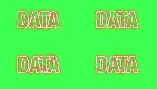 字DATA的文本动画在火上燃烧-绿色屏幕高清在线视频素材下载