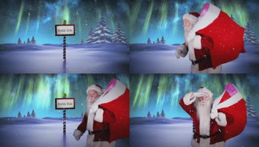 圣诞老人在北极送礼物高清在线视频素材下载