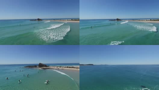 昆士兰黄金海岸碧水的可伦宾航拍照片高清在线视频素材下载