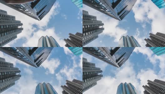 时间推移:垂直的高层摩天大楼在香港的城市景观高清在线视频素材下载