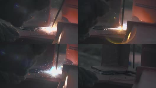 工业工人在建筑工地焊接高清在线视频素材下载