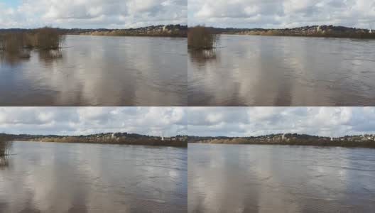 法国，泛滥的卢瓦尔河靠近南特高清在线视频素材下载