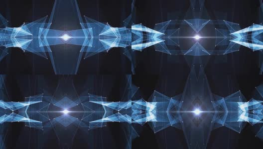 抽象对称蓝色多边形形状网闪亮云动画背景新质量动态技术运动彩色视频素材高清在线视频素材下载