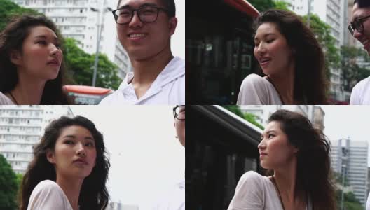 年轻的亚洲夫妇游客在圣保罗大道，巴西圣保罗高清在线视频素材下载