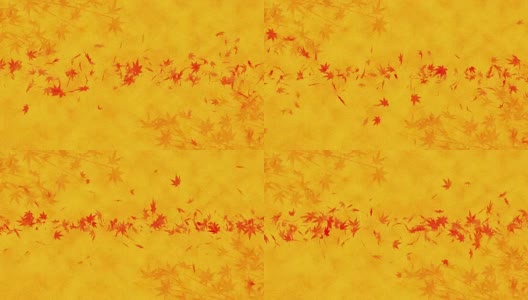 秋叶落在金色的背景上，枫叶，环闪动画，高清在线视频素材下载