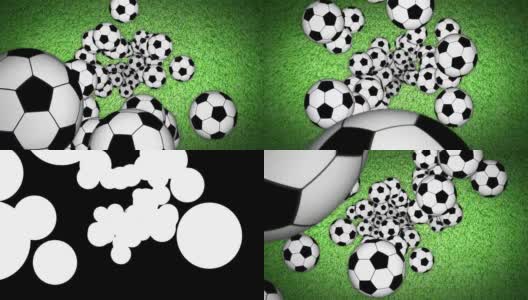 下落的足球动画背景，渲染，阿尔法通道，循环高清在线视频素材下载