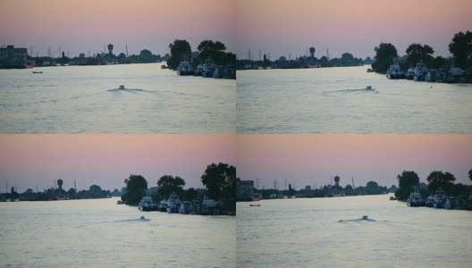 日落时分多瑙河的苏利纳支流高清在线视频素材下载