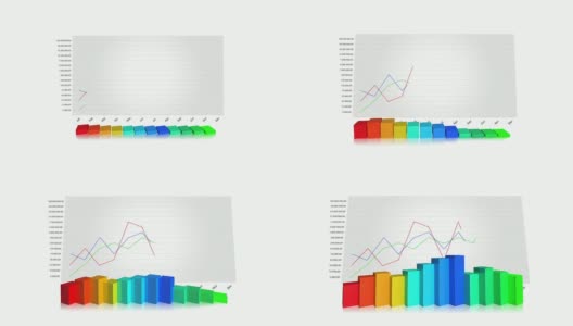 上升的3D柱状图-红色到绿色高清在线视频素材下载