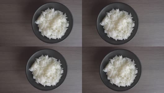 米饭在碗顶部视图高清在线视频素材下载