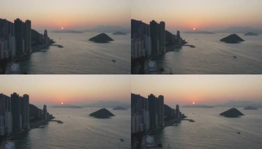 香港日落时的鸟瞰图高清在线视频素材下载