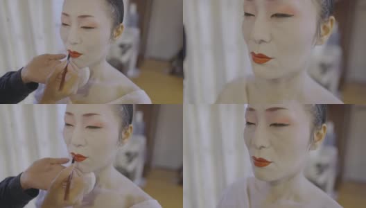 一名日本女性为艺伎化妆高清在线视频素材下载