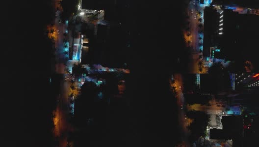 夜间照明海南岛三亚市交通街道空中俯视图4k中国高清在线视频素材下载