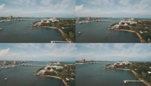 2021年3月春假期间，无人机拍摄佛罗里达州西棕榈滩市中心高清在线视频素材下载