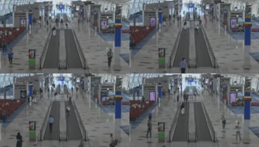 亚洲城市国际机场内的行人高清在线视频素材下载