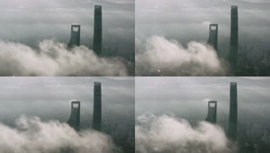 陆家嘴金融区鸟瞰图，上海，中国。高清在线视频素材下载