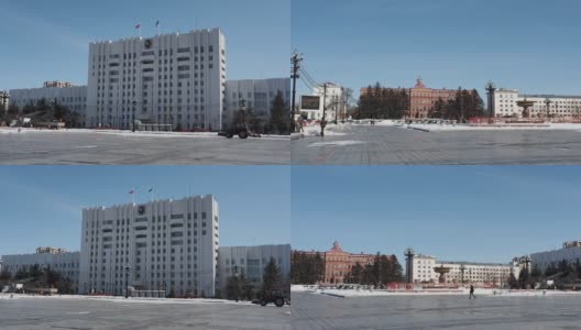KHABAROVSK /Centro de la ciudad的4K LENIN SQUARE/City Center高清在线视频素材下载
