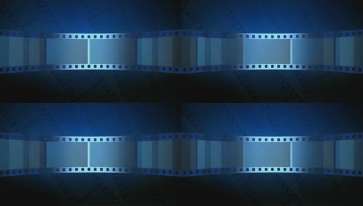 抽象的蓝色运动背景与运动胶片带在循环高清在线视频素材下载