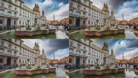 时间流逝:在罗马，意大利的纳沃纳广场- 4K城市景观，景观和建立高清在线视频素材下载